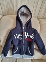 Finom, meleg, puha, kívül pamut, belül bélelt kapucnis 128cm méretű gyermek dzseki