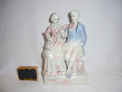 Porcelán zenész pár figura, nipp