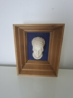 Lengyel Wawel székesegyház mennyezeti kazetta uralkodói család egyik tagja - Gipsz fej keretben