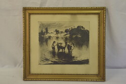 Kórusz József (1927-2010): Tehenek 1960, paraszti életkép