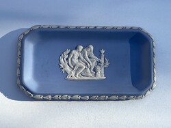 WEDGWOOD ENGLAND, TRADICIONÁLIS KÉK SZÍNŰ ANGOL PORCELÁN KLASSZIKUS GÖRÖG DÍSZÍTÉSSEL 15,3 X 8,3 CM