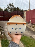 Pöttyös mintás gránit fali sótartó pettyes   fűszertartó nosztalgia falusi paraszti