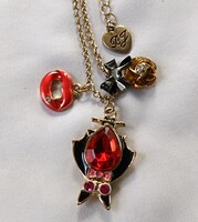 Betsey Johnson (fejjel lefelé) denevér nyaklánc, száj és rózsa függővel