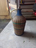 Régi nagy fonott demizson 53 cm