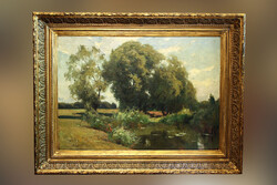 Edvi Illés Aladár (1870-1958) Zagyvaparti Fűzfák 1910. 97x127cm MKE Jubileumi Kiállítása 1934 Tájkép