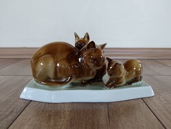 Régi Zsolnay porcelán macskák