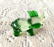 VINTAGE MURANOI MŰVÉSZ ÜVEG SZERENCSEHOZÓ,CUKI ELEFÁNT BABY FIGURA ,NIPP