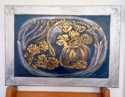 Prima díjas művésztől, Pillangóvirágok  500x70 cm vászon zománcozva. Károlyfi Zsófia(1952)