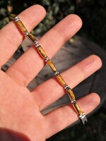 Szépséges tigrisszem ezüst karkötő