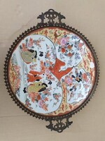 Antik japán kínai porcelán satsuma tál bronz szerelékkel Kína Ázsia 2862