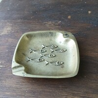 Érdekes régi réz halas hamutál/hamutartó (8,9x8 cm)