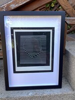 Vasarely "Naissances" kis szériás szitanyomata, paszpaturozva keretezve,azonnal falra akasztható!