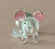 VINTAGE MURANOI MŰVÉSZ ÜVEG SZERENCSEHOZÓ,MALACKA KICSINYÉVEL FIGURA ,NIPP