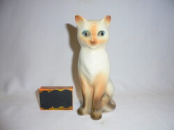 Porcelán cica figura, nipp - 15 cm