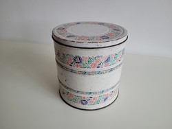 Retro régi nagy méretű fém doboz konyhai tároló fém boboz lisztes pléh doboz magyaros mintával