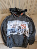 Cipzáras kenguru zsebes, pamut-poliészter kapucnis 134/140cm méretű gyermek felső