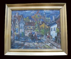 Klie Zoltán - Falusi táj lovasszekérrel