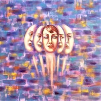 Saly Németh Mária festménye / Holdfázisok 58x58 cm