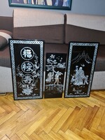 Kínai lakkfestett gyöngyházberakásos fali panel - Chinese laquared mother of pearl