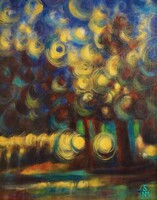Painting by Mária Saly Németh / Forest Lights 40x50 cm