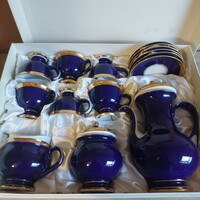 Extrém ritka gyűjtői Szász Endre Kobalt kék Hollóházi porcelán  kávéskészlet kísérleti darabok