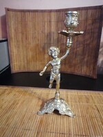 Vintage Francia réz, kerub gyertyatartó 24,5cm