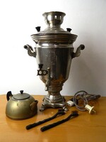 Orosz / Szovjet nagyméretű jelzett szamovár szett ( 1950-es évek)