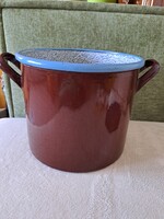 Bonyhádi békebeli szép állapotú, barna "Robur" 28 cm-es, 15 literes nagy fazék