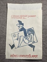 Ritka hajtatlan rajzos képesl﻿evelezőlap papír reklámtasak gyűjteményi db 19x12 cm