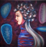 Painting by Mária Saly Németh / Between the Scenes 40x40 cm