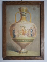 Antik keretezett "La Glorie" színes nyomat keretben 32.5 x 23 cm