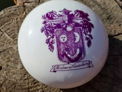 Retro Alföldi porcelán lila Hódmezővásárhely dekorral  nagy bonbonier 12 cm