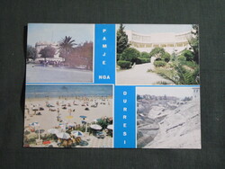 Képeslap,Európa,Albánia,Durres,erőd,vár,strand,hotel,városi látkép,részlet, 1975-