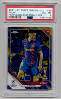 2021-22 Topps Chrome UCL PEDRI Purple Gold Starball Refractor PSA 8