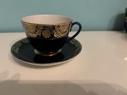 Újszerű kobalt-arany szovjet-orosz kávés csésze alátéttel a volt cári Lomonoszov manufaktúrától. 5