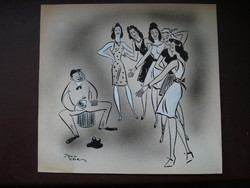Toncz Tibor eredeti karikatúra tus akvarell