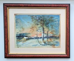 Kézdi-Kovács: Naplemente, kitűnő színekkel, szép keretben!