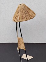 MID Century 1950 rafia kovácsoltvas álló lámpa ALKUDHATÓ