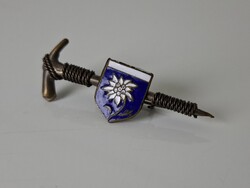 Régi havasi gyopár díszes zománcozott réz cserkész kitűző