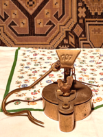 Old Copper Alloy Oil Lamp with Rooster Figurine (G25)