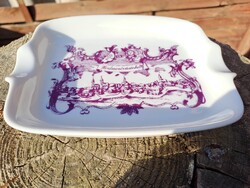 Retro Alföldi porcelán lila Hódmezővásárhely dekorral hamuzó hamutál