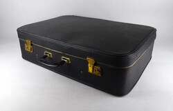 1W937 Retro, fekete csehszlovák utazó táska, bőrönd, koffer 66 x 45 cm