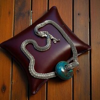 Türkiz medálos vintage nyaklánc, nagy türkiz köves sodrony nyaklánc, 42 cm türkiz nyakék