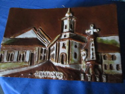 Retro fali kerámia  a 70 es évekből. Szentendre,hátán a művész aláírásával.