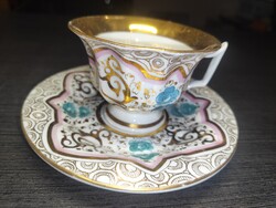 Antik cseh biedermeier kávés csésze, csészealj