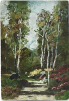 Paál László: Erdei út képeslap