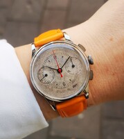 Uweco vintage chronograph karóra 1950-es évekből - Tiktakwatch szervizkártyával, garanciával!
