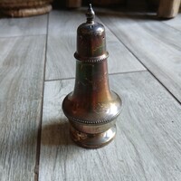 Szépen patinásodó régi ezüstözött sószóró (11,2x5,3 cm)