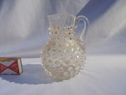 Antik bütykös üveg keresztelő kancsó - 13 cm