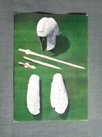 Képeslap,Európa,Albánia,Tirane,Néprajzi Múzeum,ókori fegyverek látkép,részlet, 1975-